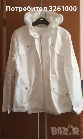 Дамско бяло яке с цип и капси, снимка 2 - Якета - 47393507