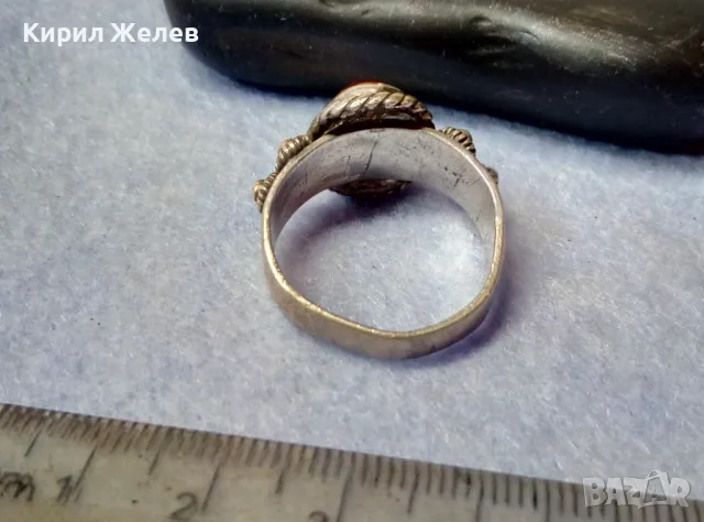 Старинен СКЪПОЦЕНЕН ОСМАНСКИ СРЕБЪРЕН ПРЪСТЕН СРЕБРО ВИСОКА ПРОБА с РЪЧНО ШЛИФОВАН КАРНЕОЛ 47482, снимка 8 - Антикварни и старинни предмети - 49273024