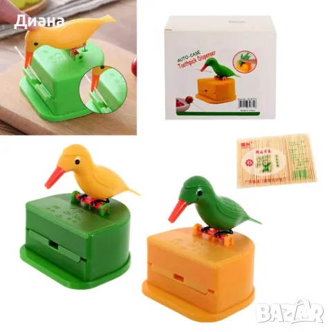 Автоматичен диспенсър с дизайн Птиче включващ 75 броя клечки за зъби, снимка 1