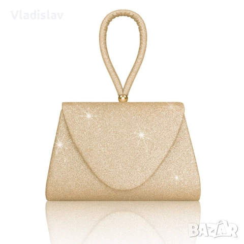 Златен клъч Larcenciel, бляскава златна чанта