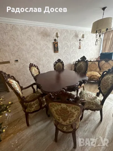 Трапезна барокова маса  ДЪРВОРЕЗБА УНИКАТ !!!!! , снимка 10 - Маси - 48344842