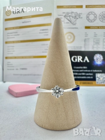 Сребърен пръстен с мойсанит (Диамант) 0.3 карата, снимка 2 - Пръстени - 51536701