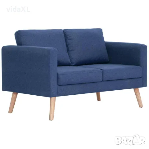 vidaXL 2-местен диван, текстил, син, снимка 1 - Дивани и мека мебел - 56146484