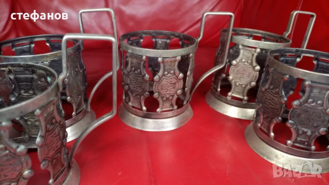 Руски стари, ретро подстакани, масивни, 6 бр, снимка 5 - Антикварни и старинни предмети - 50693369
