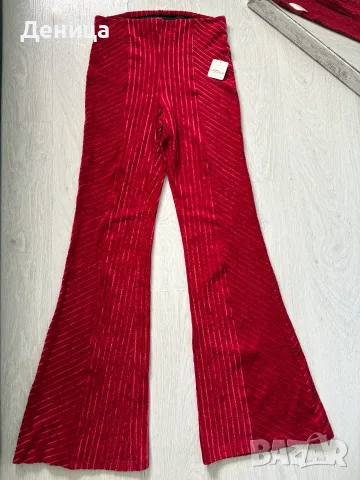 Free People Нов Boho червен панталон с разкроени крачоли (Размер S), снимка 2 - Панталони - 55898472