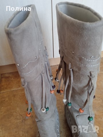 Пролетно-есенни дамски велурени ботуши, снимка 4 - Дамски ботуши - 42480573