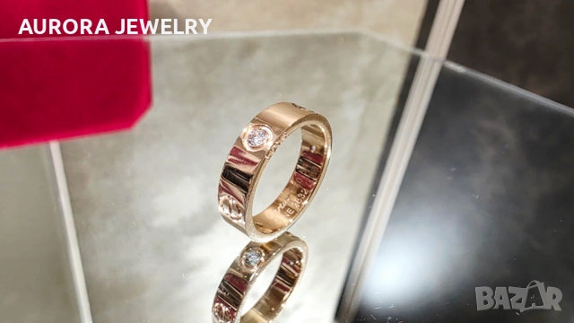 CARTIER Love Rose Gold 3 Diamonds Classic Model Пръстен, снимка 2 - Пръстени - 52830596