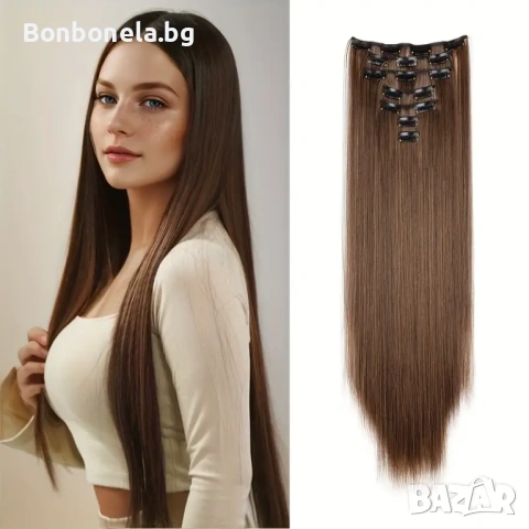 Екстеншън с клипс / треса / треса с клипси / клипс / Удължение за Коса, снимка 7 - Аксесоари за коса - 53034460