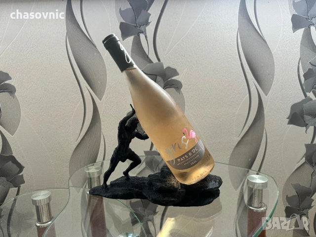 Луксозна арт поставка "Сизиф" за вино и уиски – Уникален подарък за жена, колега, шеф статуека фигур, снимка 4 - Статуетки - 54105205