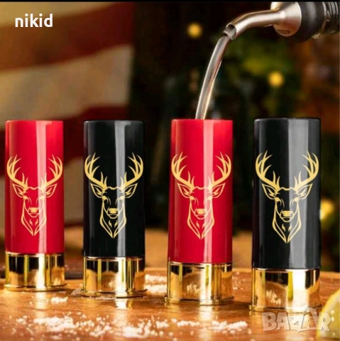 2 бр шот чаши чаша ловен патрон куршум сувенир подарък за ловец ловджия с елен, снимка 2 - Чаши - 52880206