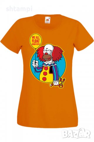 Дамска тениска The Simpsons Krusty The Clown Pennywise 02,Halloween,Хелоуин,Празник,Забавление,Изнен, снимка 8 - Тениски - 38149801