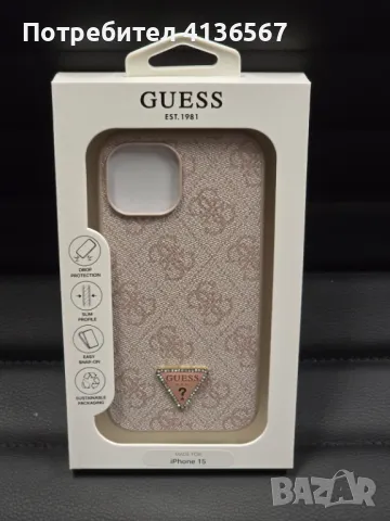 Защитен калъф Guess с метално лого PU, за iPhone13, розов