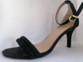 Черни велурени сандали - 7 см., снимка 6