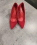 Червени дамски елегантни велурени обувки с висок ток, номер 39, снимка 5