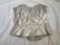 Amisu дамски кожен сребърен корсет-бюстие р-р S, снимка 8