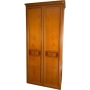Класически двукрил гардероб от дърво с декоративна инкрустация, снимка 1