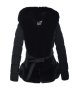 Дамско зимно шушлеково яке с качулка и черни пухове и колан, снимка 1 - Якета - 42867078
