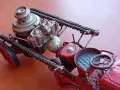 Стара ръчно изработена метална количка пожарна, снимка 7