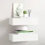 vidaXL Стенни рафтове с чекмеджета, 2 бр, бели, 40x23,5x10 см, МДФ, снимка 2