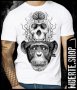 Тениска с щампа CHIMP AND SKULL, снимка 1 - Тениски - 42664309
