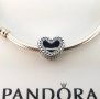 Сребърнен талисман Пандора Pandora Snake Chain Pattern Open Heart, снимка 3
