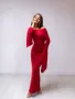 Официална луксозна червена дълга дамска рокля , снимка 6