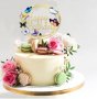 Happy Birthday с пеперуди кръгъл златист твърд Акрил топер за торта украса декорация рожден ден, снимка 1