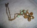 КРАСИВО ФЛОРАЛНО МАРКОВО ВИНТИДЖ АРТ БРОНЗОВО КОЛИЕ ОГЪРЛИЦА с ШЛИФОВАНИ КАМЪНИ 30159, снимка 16