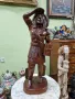 Голяма антикварна колекционерска дървена фигура статуетка , снимка 2