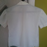 Дамска бяла риза къс ръкав с цветни точки, снимка 5 - Ризи - 37429944