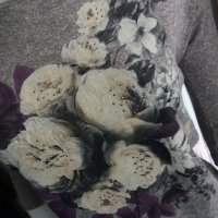 КРАСИВА блуза в меланжирани сиво-бежови цветове на цветя с кабсички, снимка 2 - Блузи с дълъг ръкав и пуловери - 30398495