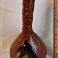 антика Испания кана бутилка porron релефна кожа, снимка 2 - Антикварни и старинни предмети - 31407805