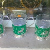 Три чаши с подстаканчици, снимка 5 - Други ценни предмети - 36837956