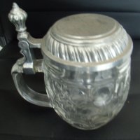 № 7111 стара стъклена халба с метален капак  - ORIGINAL HAKU BIERSEIDEL  , снимка 4 - Други ценни предмети - 42027366