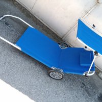 Шезлонг количка, на колела, алуминиев за плаж, къмпинг, сгъваем стол плажен на колела, снимка 11 - Къмпинг мебели - 37133346