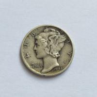 Сребърна Монета AMERICA ONE DIME 1943, снимка 1 - Нумизматика и бонистика - 36401138