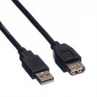 Кабел USB-A към USB-A 2.0 Roline 11.02.8947 Черен, USB Type A to USB A M/F, снимка 3 - USB кабели - 31253270
