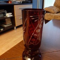 Червен кристал ваза винтидж, снимка 3 - Вази - 34463660