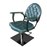 Луксозен фризьорски стол с копчета -  черен, петролнозелен или жълт, снимка 3 - Фризьорски столове - 37425619