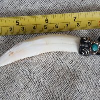 Колие 1 от естествен зъб на морски бозайник, снимка 2 - Антикварни и старинни предмети - 30209181