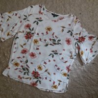 Бяла риза/блуза на цветя с намачкан ефект , снимка 1 - Ризи - 38079924