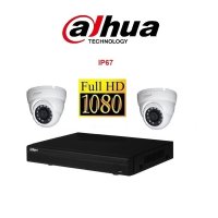 Full HD DAHUA Куполен комплект - DVR DAHUA + 2 куполни камери DAHUA 1080р, снимка 1 - HD камери - 40783247