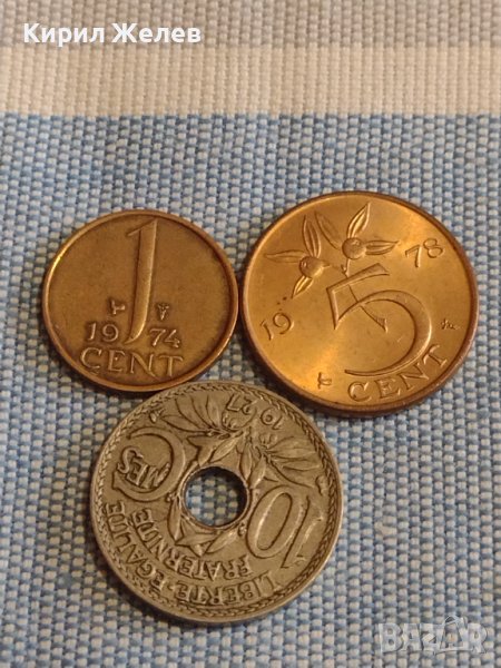 Три монети 10 сантима 1927г. Франция / 1 цент1974г. / 5 цента 1978г. Недерландия за КОЛЕКЦИЯ 31720, снимка 1
