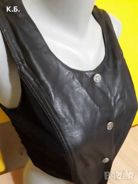 Късо елече кожа и велур р-р XS,S, снимка 1