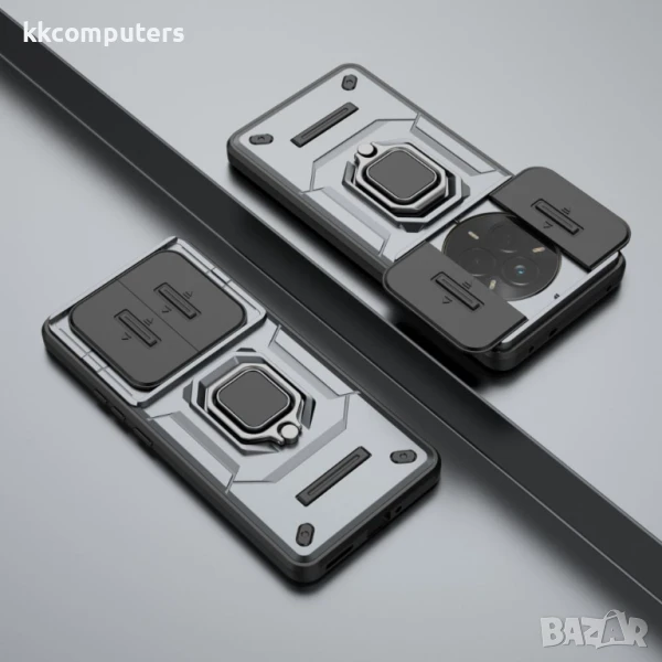 Realme 14 Pro 5G Удароустойчив Ring Holder PC + TPU/ Kickstand Калъф и Протектор, снимка 1