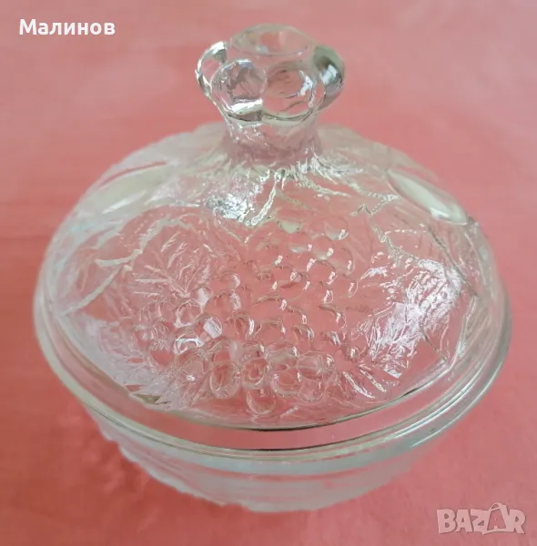 Стъклена фруктиера с капаче, снимка 1