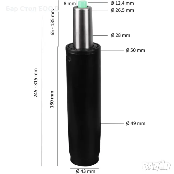амортисьор за офис стол 180мм + 2г гаранция, снимка 1