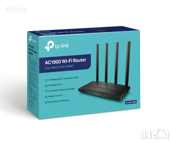 Рутер TP-Link Archer C80 AC1900, снимка 1