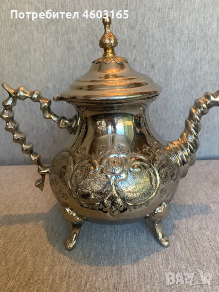 Марокански чайник,  хромиран месингов, снимка 1
