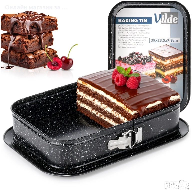  Правоъгълна форма за торта, пай, кекс и др. сладкиши, тефлоново покритие, падащо дъно 279071, снимка 1